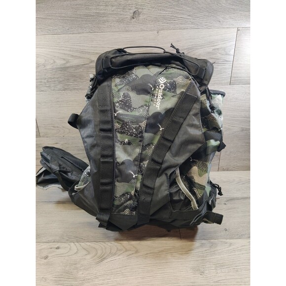 Outdoor Products Backpack Camouflage Black With Green, Multi Pockets. - Picture 1 of 8